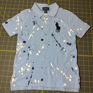 Polo by Ralph Lauren Blue and Black Artistic Splatter Polo Shirt